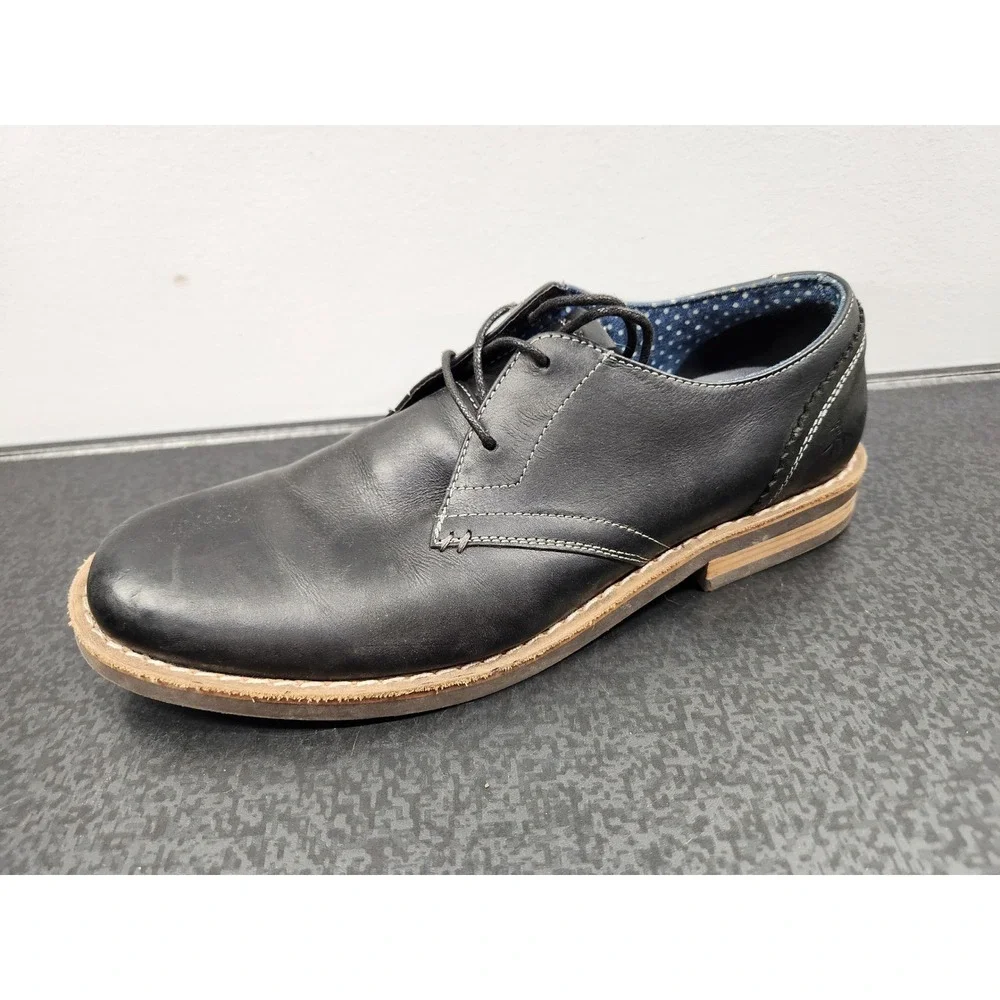 Original Penguin Willie OP Derby Shoes Men's 9.5 Black Leather Lace Up ~ G/VG